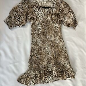 Leopard Print Dress with Ruffle Hem